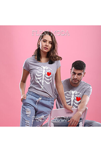 PERISENSE Tricou oversize din 2 piese cu tematică Bone Heart Art