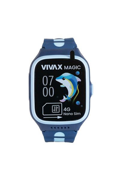 Vivax Oliva Ceas inteligent pentru copii Vivax 4G MAGIC, Bluetooth 5.1, rezistență la apă, procesor ARM Cortex-R5, 64GB, albastru