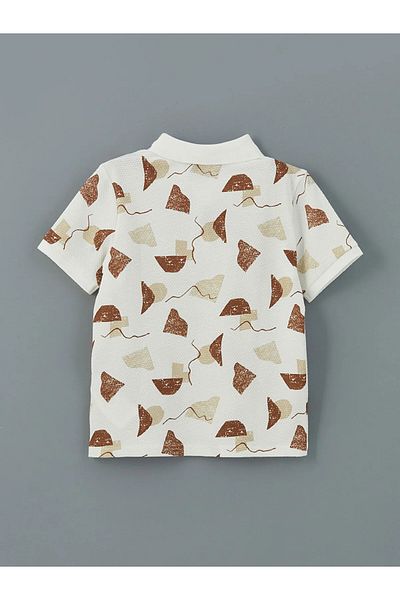 LC Waikiki Polo Neck Patterned Combed Cotton Boy's T-Shirt
