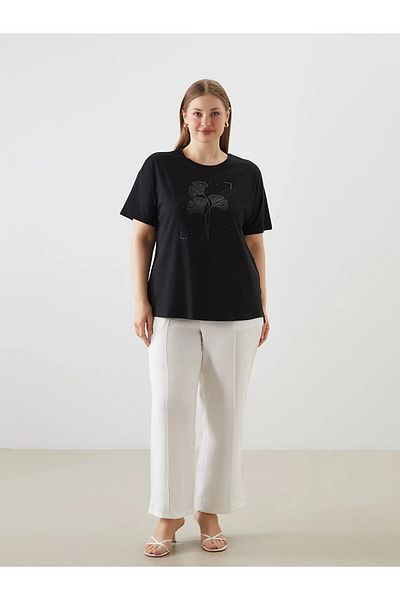 LC Waikiki Tricou de damă din bumbac pieptănat cu decolteu rotund