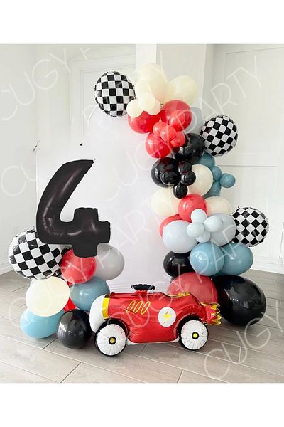 CUGY Racing Car Concept Birthday Decoration Age Number Balloon Party Set