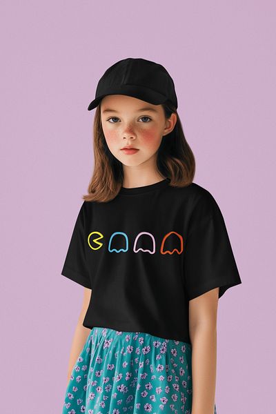 SEVBANO Tricou pentru copii unisex cu imprimeu Pacman simplu (vârsta 1-12)