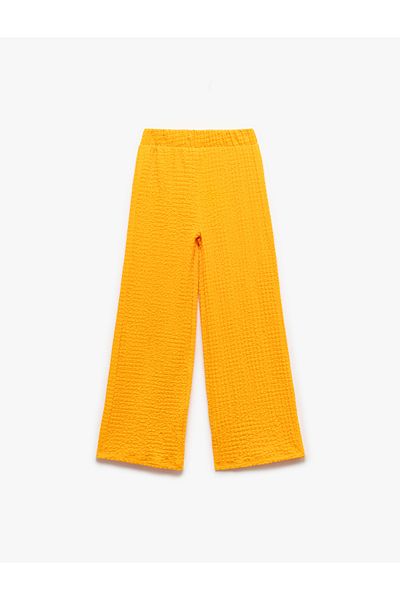 Koton New Season Elastic Waist Textured Pocket Detailed Palazzo Trousers