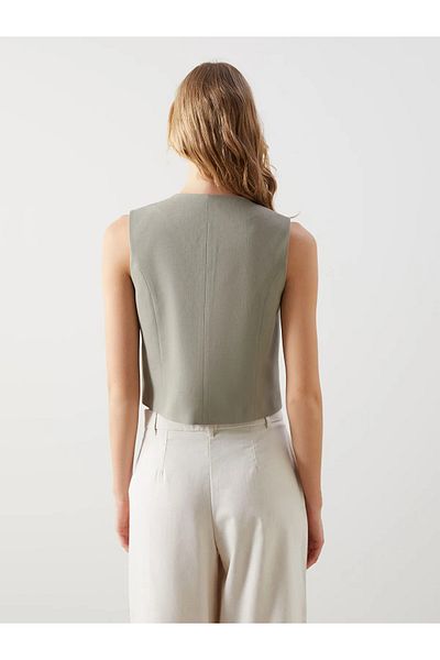 LC Waikiki V-Neck Linen Blended Women's Classic Vest