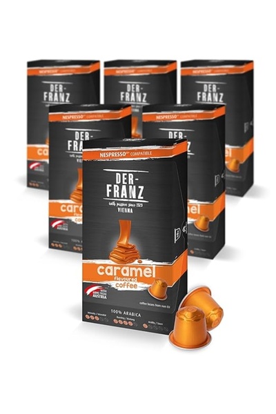 Der-Franz Capsule cafea Caramel, compatibile Nespresso, 6 x 10 Capsule, 6 x 50g