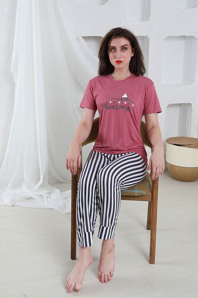 FAMES PİJAMA Yazlik Lycra Comfortable Women's Pajama Set