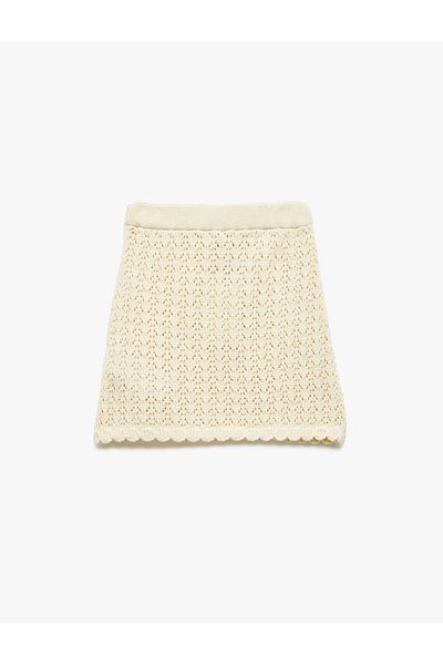 Koton New Season Openwork Knitwear Mini Skirt