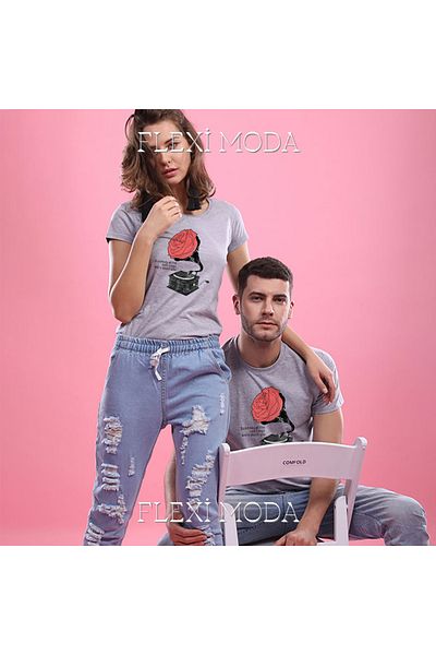 Hunors Sportswear & Company Toate cântecele de dragoste au fost despre tine Scris pentru cuplu de îndrăgostiți Combinație de tricou supradimensionat din 2 piese