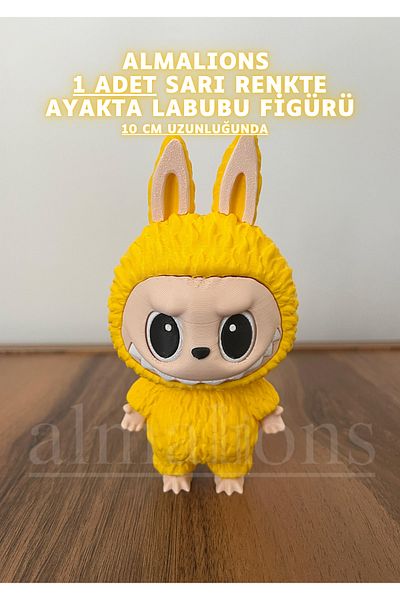 almalions Standing Labubu Figure in Yellow Color - 10 cm - Plastic Figure - 1 Piece