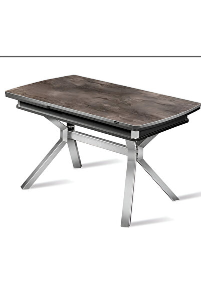 Home Uzay Venüs Salon Ve Mutfak Yemek Masası High Gloss(SADECE MASA) Gri Merm...