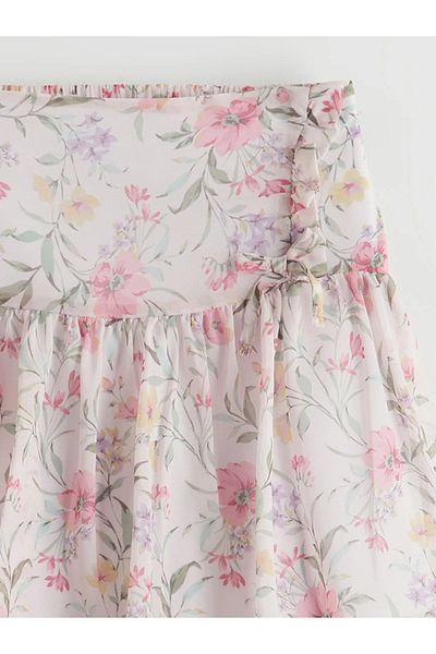 LC Waikiki Floral Girl's Skirt with Elastic Waist