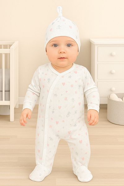 MİNİLOPPOO Baby Jumpsuit Jacquard 2-Piece Jumpsuit