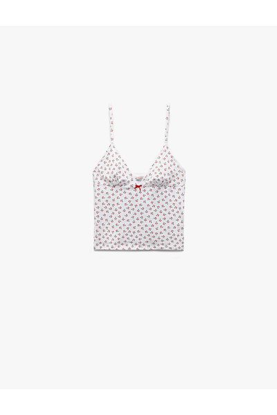 Koton New Season Cotton Thin Strap Cherry Printed Pajama Top