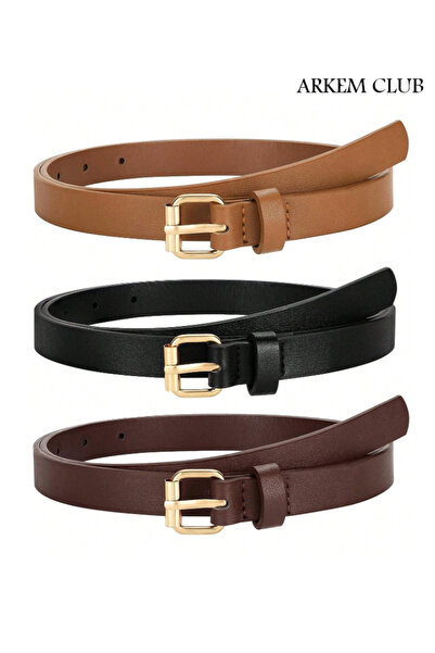 ARKEM CLUB طقم 3 أحزمة، حزام نسائي، حزام رفيع، حزام للثوب والسراويل 1.5 سم