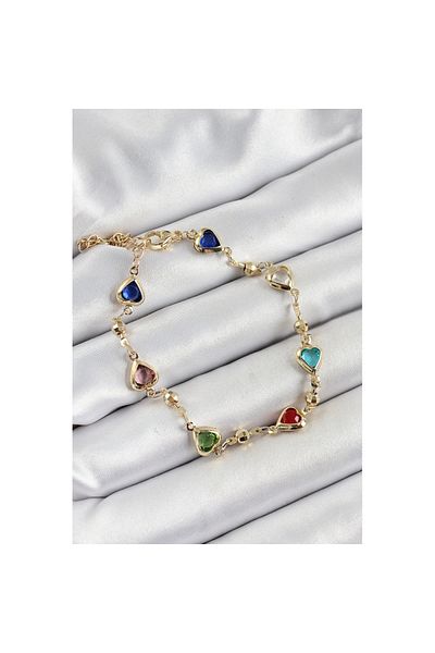 Skygo Brass Assortment Heart Model Gold Color Zircon Stone Women's Bracelet - Tj-Bb7036
