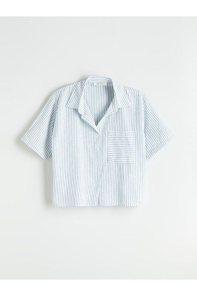 LC Waikiki Lcw Striped Linen Blend Women's Shirt Fast Fashion