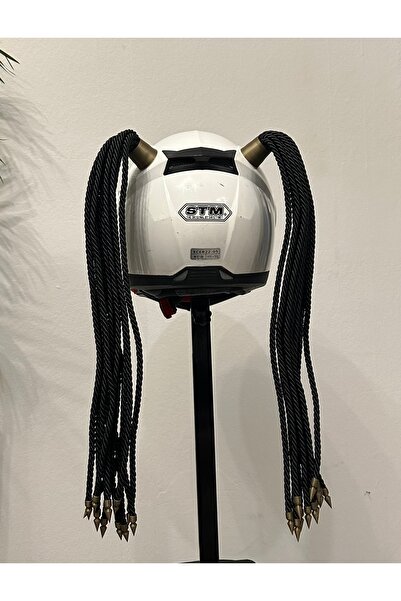 Butik Motor & Motosiklet Siyah Çift Örgülü Saç Kask Dış Aksesuar