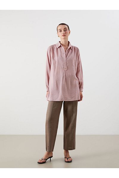 LC Waikiki Pink Striped Oversize Women's Shirt Tunic