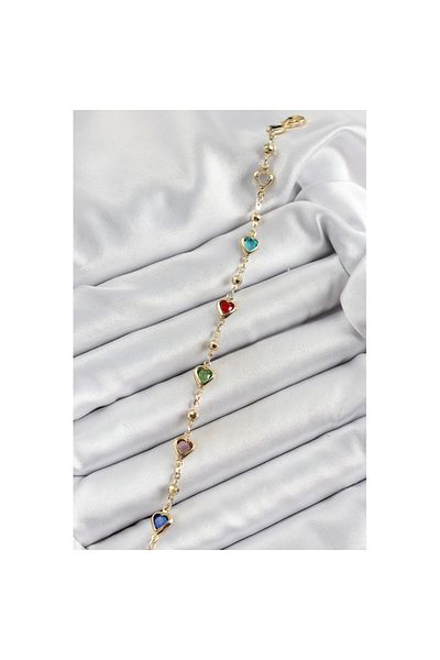 Skygo Brass Assortment Heart Model Gold Color Zircon Stone Women's Bracelet - Tj-Bb7036