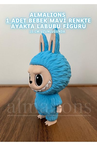 almalions Standing Labubu Figure in Baby Blue Color - 10 cm - Plastic Figure - 1 Piece