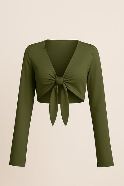 Misue Handmade Bluză cu șireturi de calitate premium, bluză crop cu mâneci spaniole, bluză crop scurtă