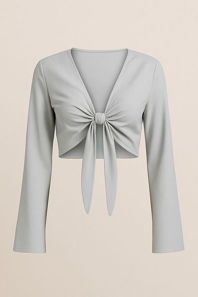 Misue Handmade Premium Quality Tie-Up Blouse, Spanish Sleeve Crop Tie-Up Blouse, Short Crop Flowy Blouse