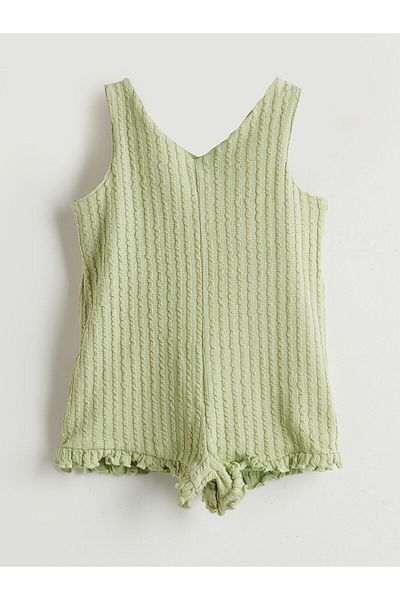 LC Waikiki New Season V-Neck Baby Girl Combed Cotton Jumpsuit