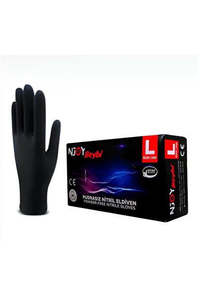 ATHSTORE متجر Ath Store Beybi Njoy قفازات نيتريل سوداء 100 قطعة كبيرة