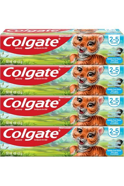 Colgate Kids Toothpaste 2-5 Years Bubble Fruit, 50ml, 4 Pieces, Enamel Protection