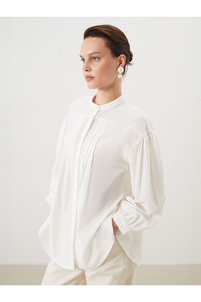 LC Waikiki New Season Judge Collar Pleated Women's Shirt Tunic - S5O843Z8