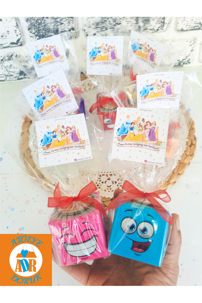 Atölye Doruk 15 ADET Prenses Doğum Günü Hediyelik Renkli Çim Adam-Prenses Par...