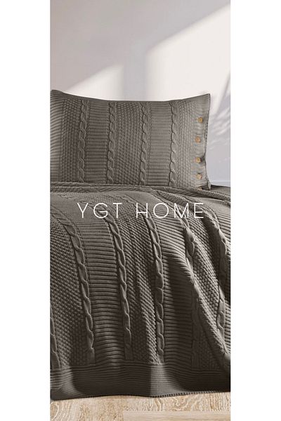 YGT Home Winter Knitwear Knitted 50X70 Pillow Case Dark Gray