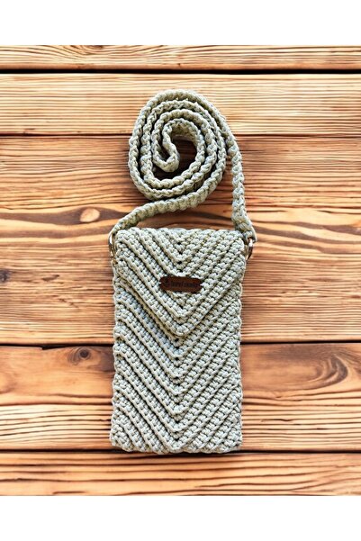 For Art Atölye El Yapımı Örgü Çapraz Askılı Telefon Çantası