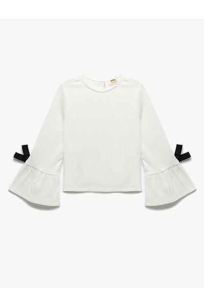 Koton New Season Bow Detailed Long Sleeve Crew Neck Blouse