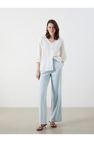 LC Waikiki Jeans Indigo Waist Elastic Wideleg Women's Jean Pants
