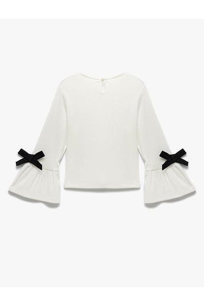 Koton New Season Bow Detailed Long Sleeve Crew Neck Blouse