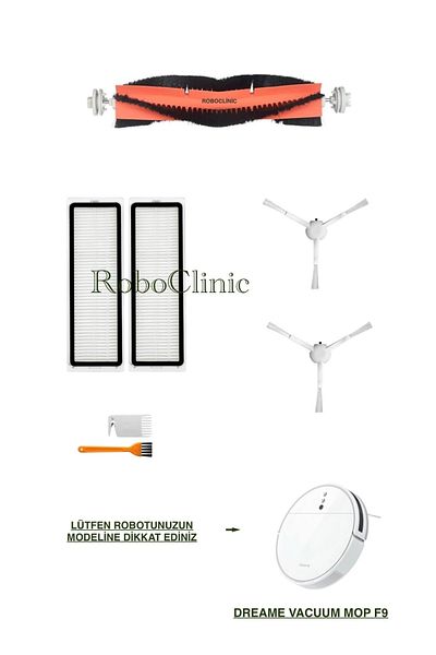 Roboclinic Dreame Vacuum Mop F9 Robot Vacuum Cleaner Compatible Replacement Brush, Hepa Filter Set-7 Pieces