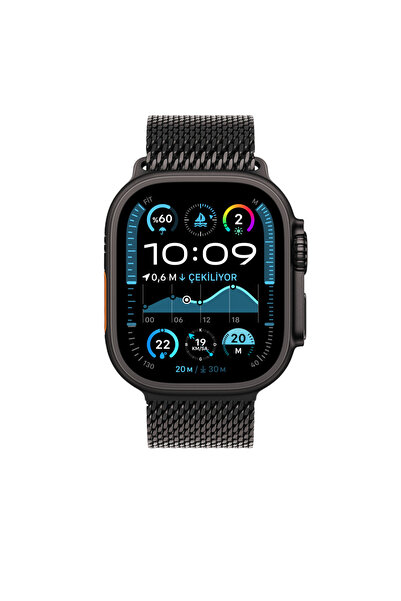Piili Apple Watch 42-44-45-49 mm Titanyum Kayış Siyah