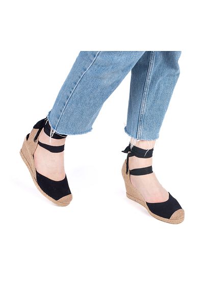 Star Tombis Real Handmade Open Back Wide Drawstring Straw Toe Wedge Heel Linen Women's Espadrille Handmade