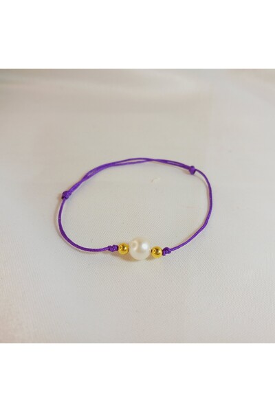 Crystal Atelier Women's Purple Pearl Rope Bracelet-Macrame Bracelet-Pearl Bracelet-Rope Bracelet-Knit Bracelet-Luck Bracelet