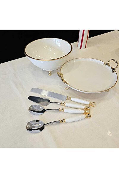 MaviDamla Porcelain Presentation and Service Set 10 Pieces with Gold Gilding Details
