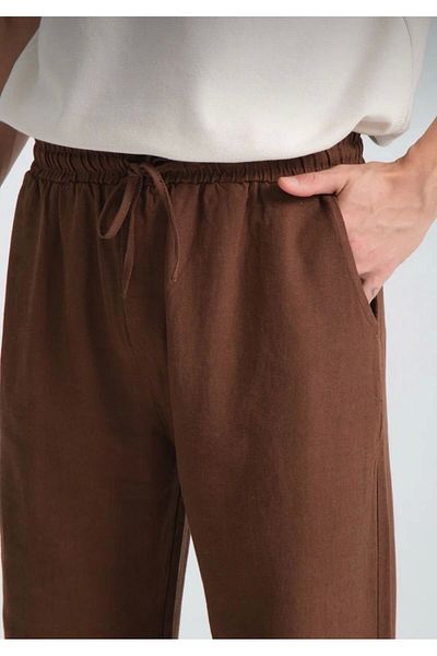 LC Waikiki Lc Waiki New Season Elastic Waist Wide Leg Baggy Men's Linen Summer Trousers