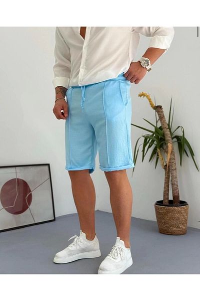 LC Waikiki Lc Waiki Men's Elastic Waist Lace-Up Linen Shorts with Pockets |   Cotton Summer Comfortable Fit