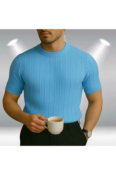 LC Waikiki Lc Waiki Crew Neck Striped Short Sleeve Men's Summer Knitwear T-Shirt - Breathable Premium Fabric