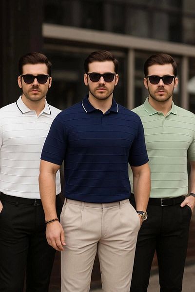 LC Waikiki Lc Waiki 3-Pack Advantageous Package Polo Collar Short Sleeve Men's Summer T-Shirt