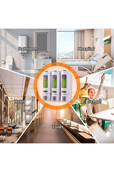 Sea Home 3 Pcs 400ml Shampoo Box Lotion Shower Gel Container, Manual Shower Gel Dispenser for Bathroom and Kitchen