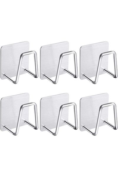 Sea Home Steel Dishwashing Sponge Holder Hanger Dishwashing Sponge Holder Adhesive Stainless 6 Pieces M-Sng1