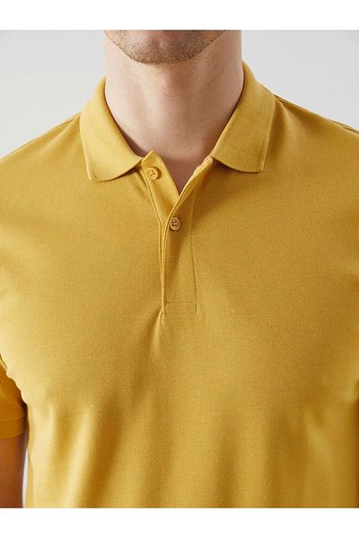 LC Waikiki Lc waiki classic yellow polo collar short sleeve pique men's t-shirt