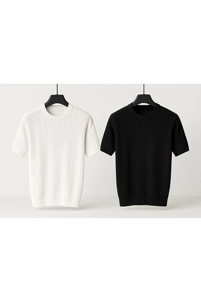 LC Waikiki Lc Waiki Striped Pattern Luxury Design Summer Short Sleeve Men's Knitwear T-Shirt - T-Shirt