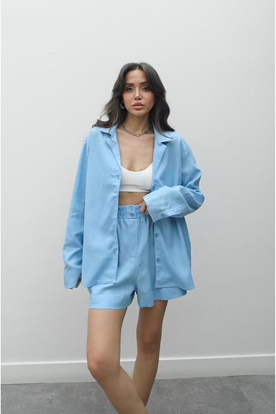 Havoş Blue Fabian Shirt Shorts Set